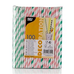 Słomki papierowe w paski mix kolorów 100szt