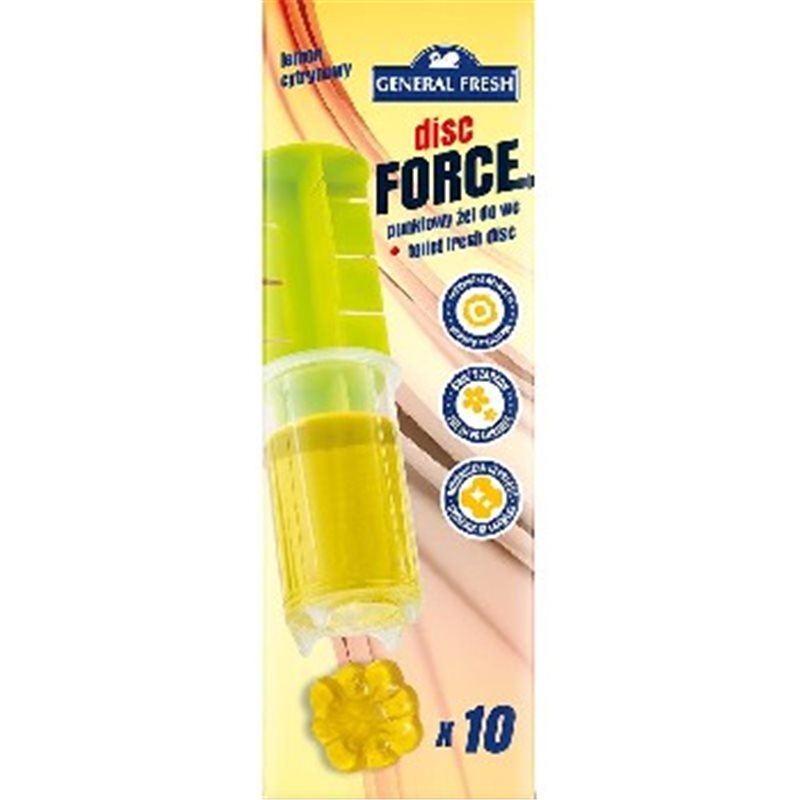 General Fresh Disc Force Krążek żelowy do WC Cytryna 60ml 10szt General Fresh Disc Force Krążek żelowy do WC Cytryna 60ml 10szt