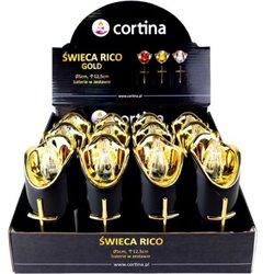 Znicz Diodowy Led Cortina Rico czarny złoty/żółty 5x15cm 12szt