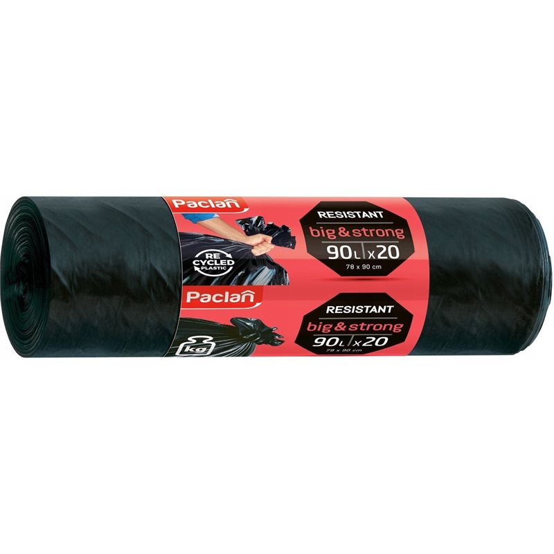Paclan worki na śmieci Big&Strong czarne 90L 20szt Paclan worki na śmieci Big&Strong czarne 90L 20szt