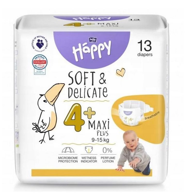 Bella Happy pieluszki 4+ Maxi 9-15kg 13szt Bella Happy pieluszki 4+ Maxi 9-15kg 13szt