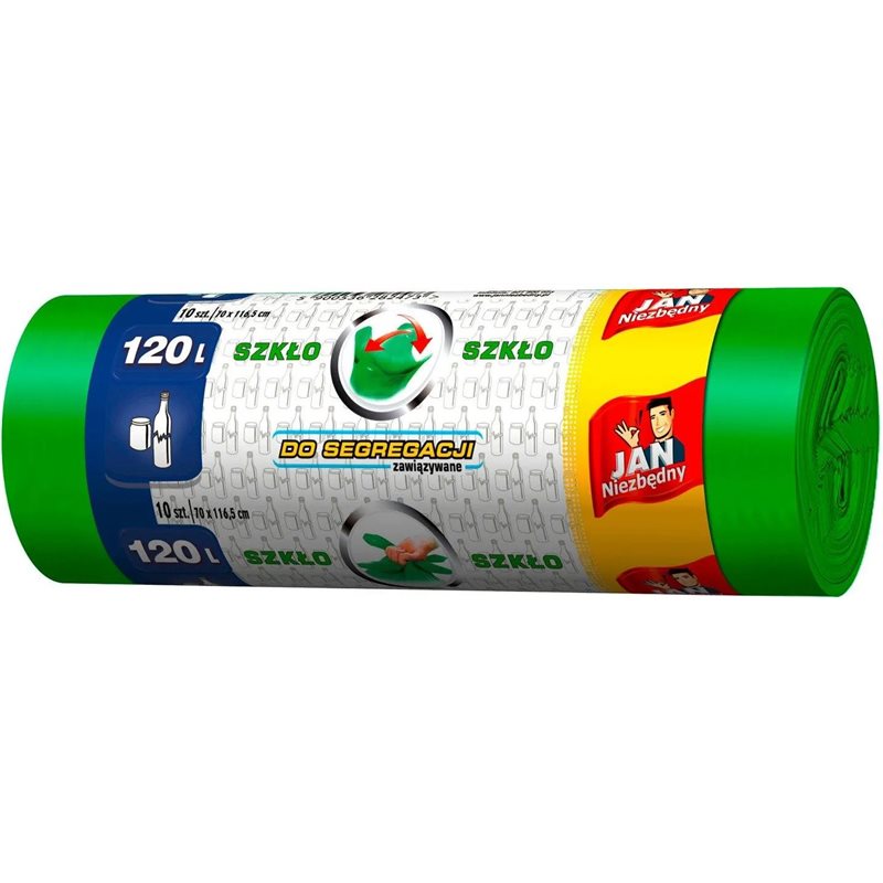 Jan Niezbędny Worki do segregacji śmieci zielone 120l 10szt Jan Niezbędny Worki do segregacji śmieci zielone 120l 10szt