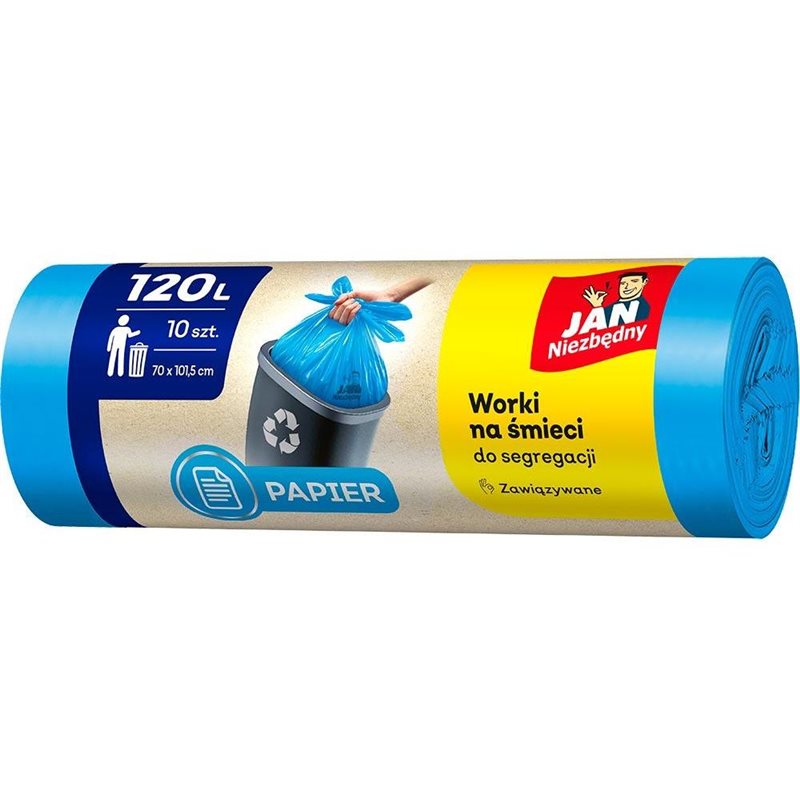 Jan Niezbędny Worki do segregacji śmieci niebieskie 120l 10szt Jan Niezbędny Worki do segregacji śmieci niebieskie 120l 10szt