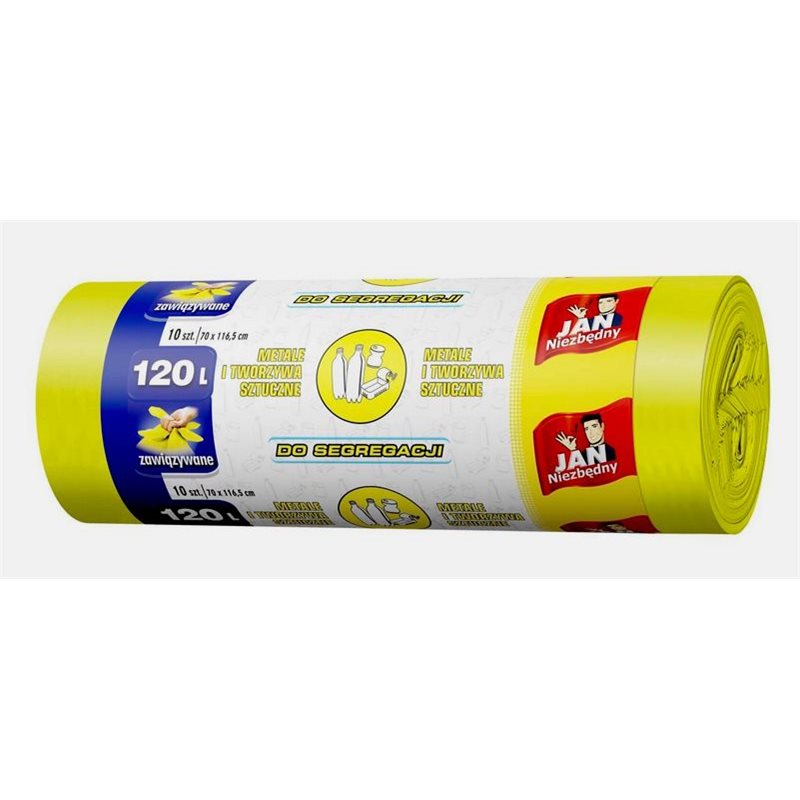 Jan Niezbędny Worki do segregacji śmieci żółte 120l 10szt Jan Niezbędny Worki do segregacji śmieci żółte 120l 10szt