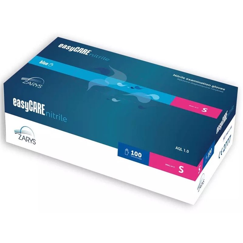 Zarys rękawice nitrylowe rozmiar S Easy Carte Blue 100 sztuk Zarys rękawice nitrylowe rozmiar S Easy Carte Blue 100 sztuk