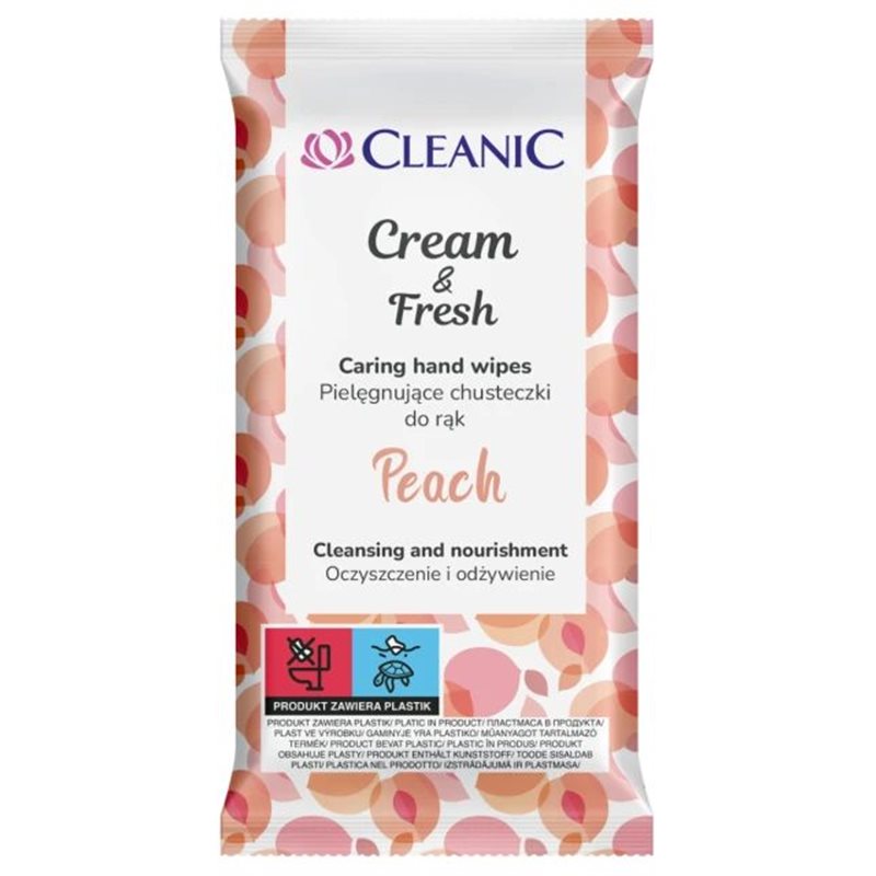 Cleanic chusteczki odświeżające Cream & Fresh Peach 15szt Cleanic chusteczki odświeżające Cream & Fresh Peach 15szt