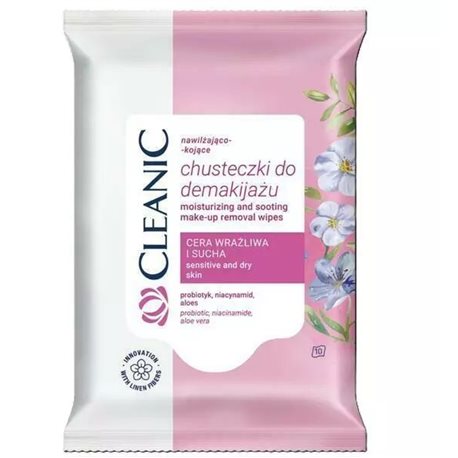 Cleanic chusteczki do demakijażu cera wrażliea i sucha 10szt