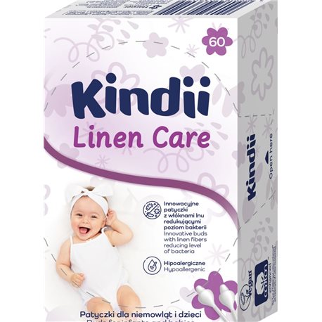 Kindii Linen Care Patyczki dla niemowląt i dzieci 60 sztuk