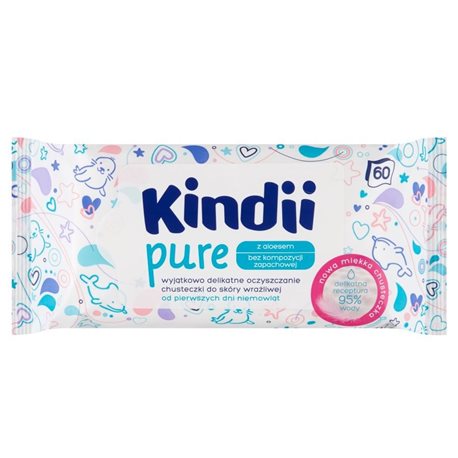 Kindii Pure Sensitive Chusteczki dla niemowląt i dzieci 60 sztuk