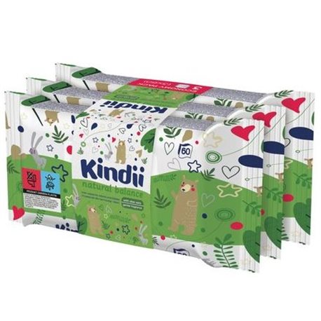 Kindii chusteczki Natural Balance 60szt 3+1gratis