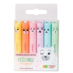 Happy Color zakreślacze mini smlie 6 kolorów pastelowych