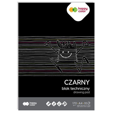 Happy Color blok techniczny czarny a4, 170g, 10 ark