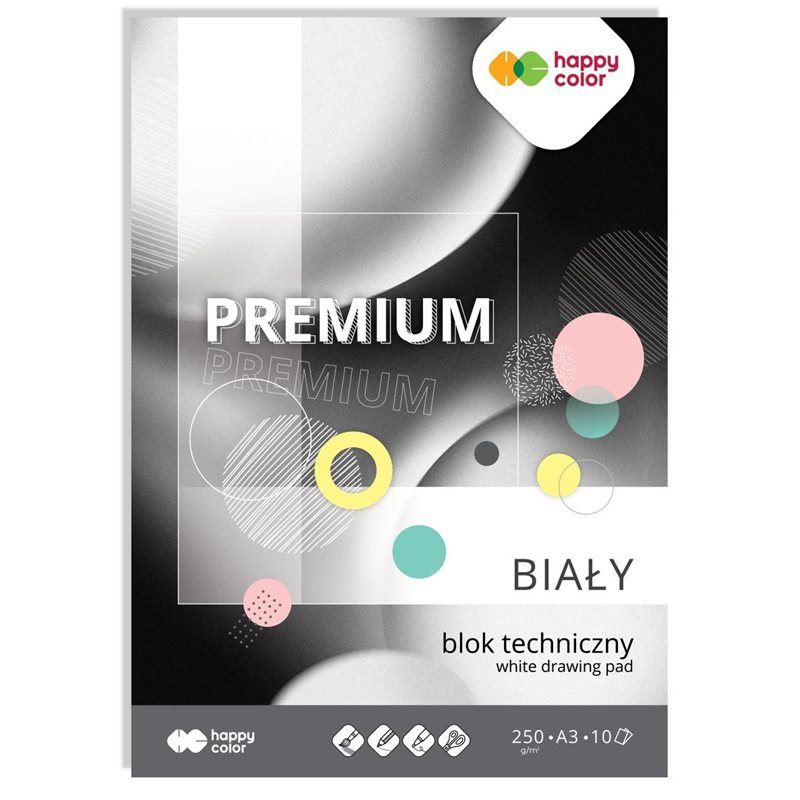 Happy Color blok techniczny premium biały a3, 250g, 10 ark Happy Color blok techniczny premium biały a3, 250g, 10 ark
