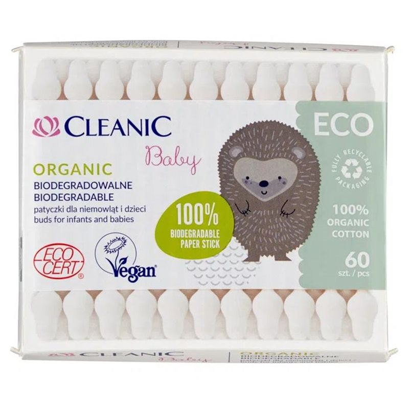 Cleanic Baby Organic Patyczki dla niemowląt i dzieci 60 sztuk