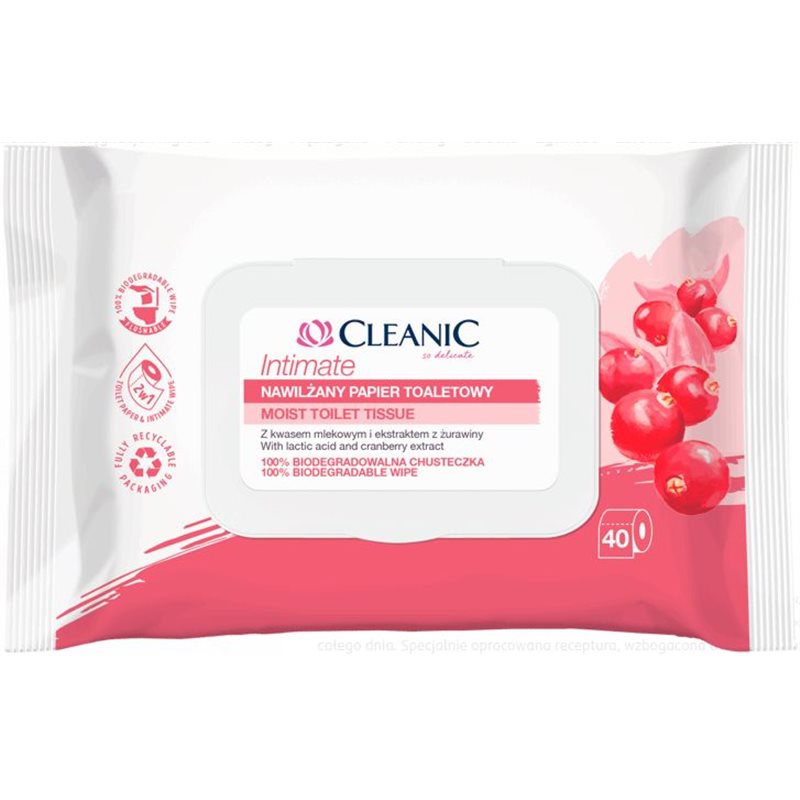 Cleanic Intimate Nawilżany papier toaletowy 40 sztuk Cleanic Intimate Nawilżany papier toaletowy 40 sztuk