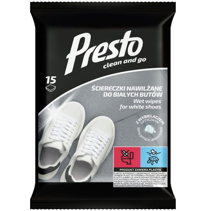 Presto ściereczki do czyszczenia białych butów 15szt