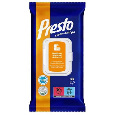 Presto Ściereczki nawilżane do kuchni 55 sztuk