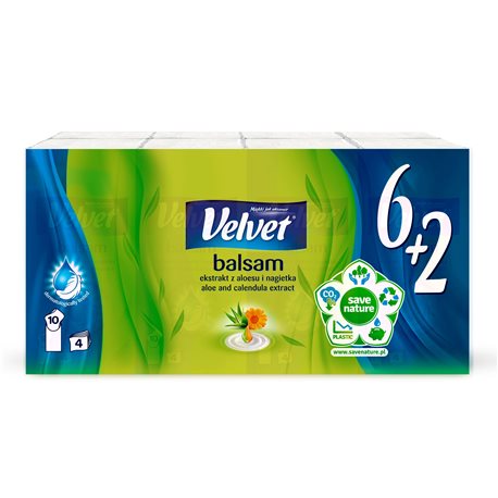 Velvet Balsam Chusteczki higieniczne ekstrakt z aloesu i nagietka 8 x 9 sztuk