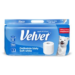 Velvet Delikatnie Biały Papier toaletowy 8 rolek