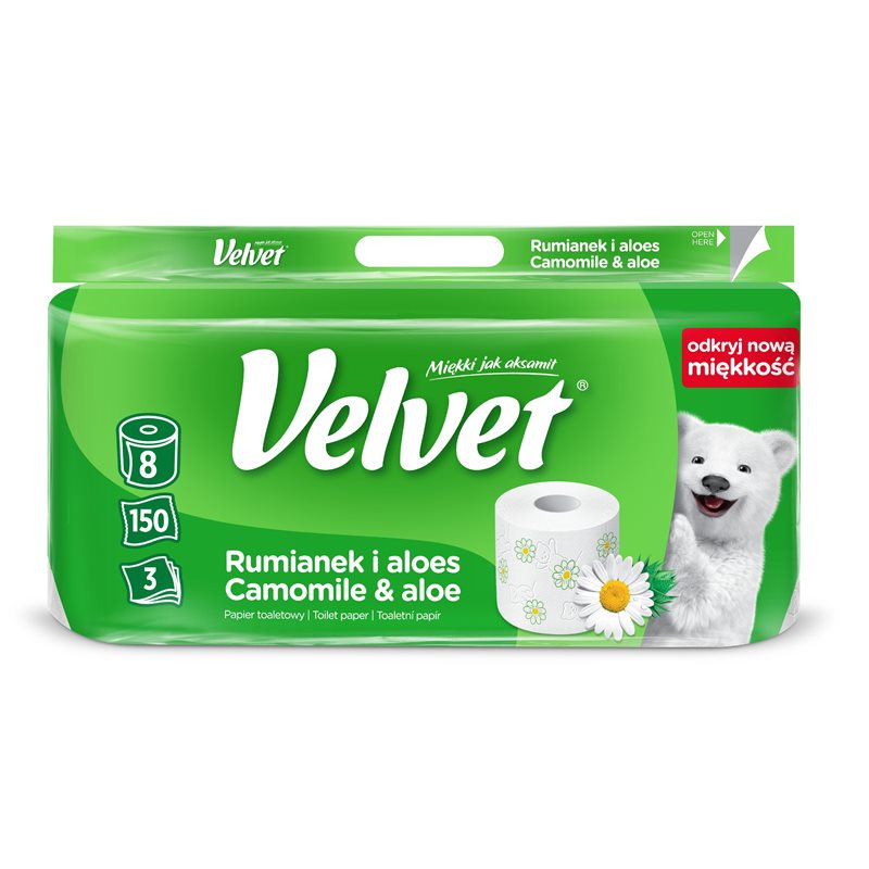 Velvet Rumianek i Aloes Papier toaletowy 8 rolek