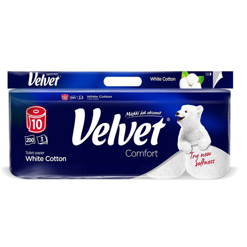 Velvet papier toaletowy Biały 10 sztuk Velvet papier toaletowy Biały 10 sztuk
