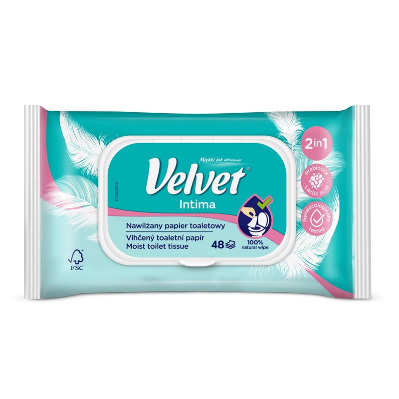 Velvet Intima Nawilżany papier toaletowy 48 sztuk Velvet Intima Nawilżany papier toaletowy 48 sztuk