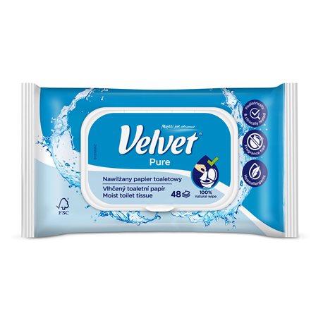 Velvet Pure Nawilżany papier toaletowy 48 sztuki