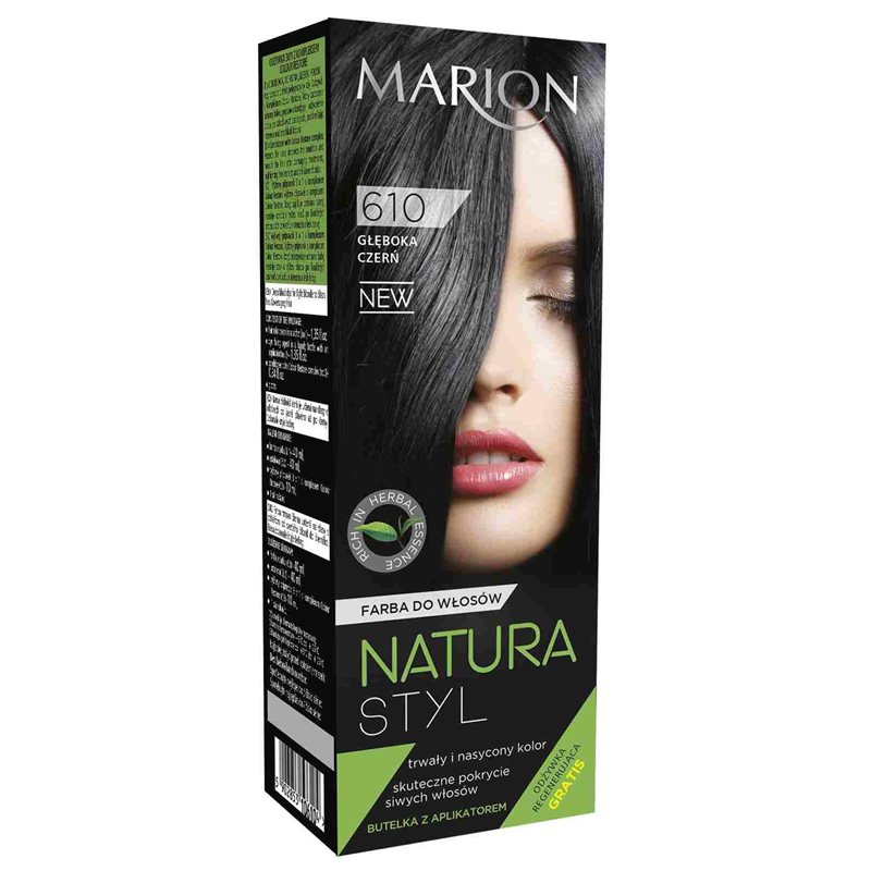 Farba do włosów Marion Natura Styl 610 Głęboka Czerń Farba do włosów Marion Natura Styl 610 Głęboka Czerń