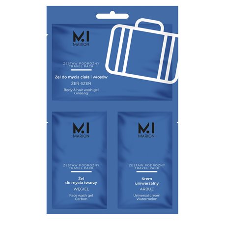 Marion zestaw podróżny Travel Pack (żel do ciała i włosów + żel do twarzy + krem) saszetka