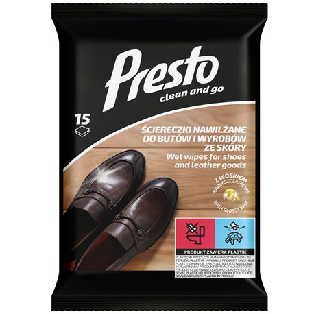 Presto ściereczki do czyszczenia butów i wyrobów ze skóry 15szt