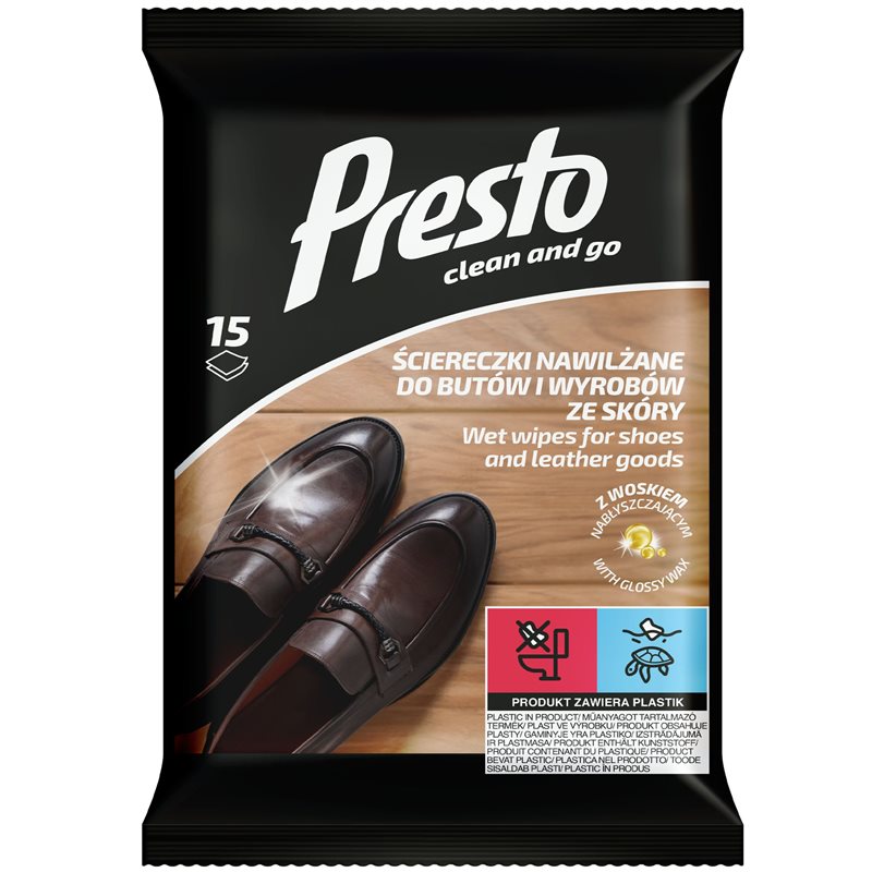 Presto ściereczki do czyszczenia butów i wyrobów ze skóry 15szt