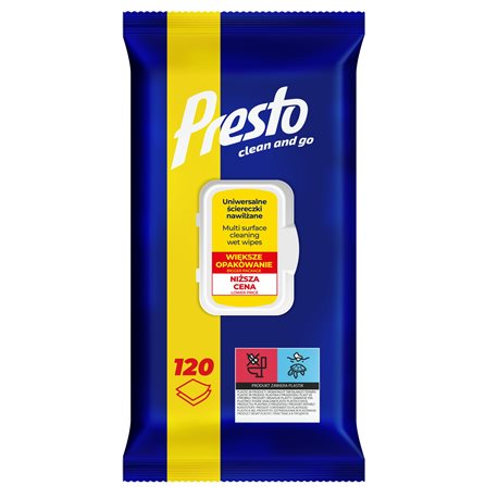 Presto Ściereczki nawilżane uniwersalne 120 sztuk