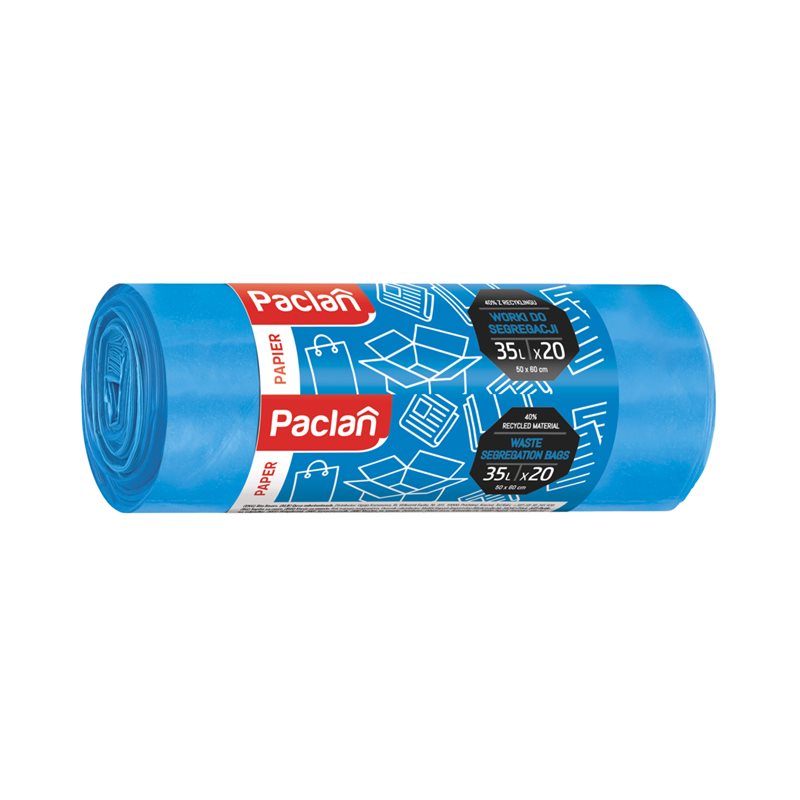 Paclan worki segregacja papier niebieskie 35l 20szt Paclan worki segregacja papier niebieskie 35l 20szt