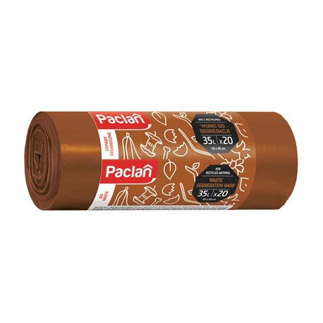 Paclan worki segregacja Bio odpady brązowe 35l 20szt