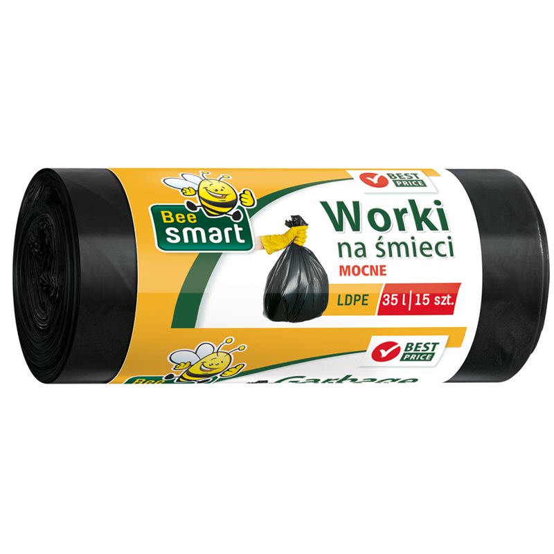 Bee Smart worki na śmieci LDPE mocne 35l 15 szt Bee Smart worki na śmieci LDPE mocne 35l 15 szt