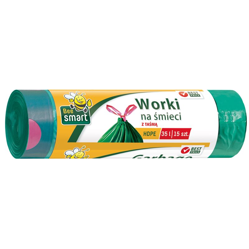 Bee Smart worki na śmieci zielone 35l 15 szt Bee Smart worki na śmieci zielone 35l 15 szt