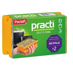 Gąbki do naczyń Paclan Practi Silver King 2 sztuki