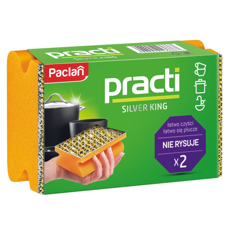 Gąbki do naczyń Paclan Practi Silver King 2 sztuki