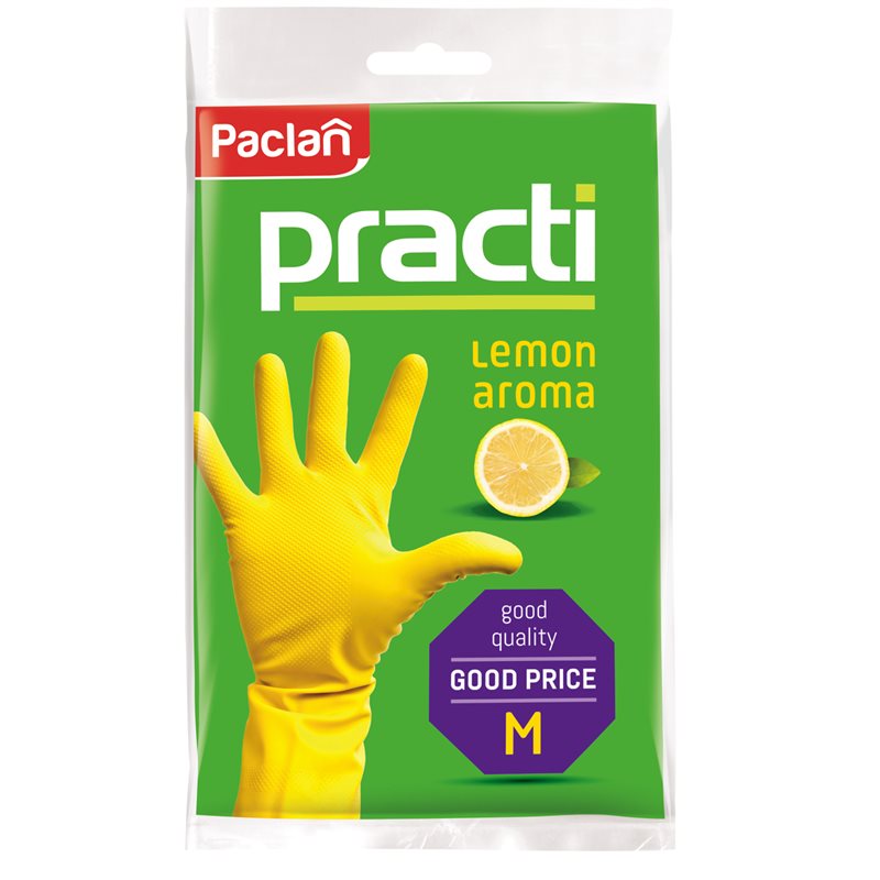 Paclan Practi Rękawice gumowe lemon aroma M Paclan Practi Rękawice gumowe lemon aroma M