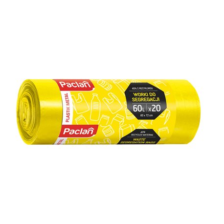 Paclan worki segregacja plastik żółte 60l 20szt