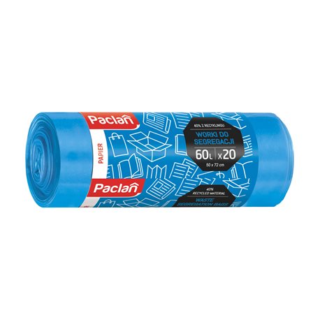 Paclan worki segregacja papier niebieskie 60l 20szt