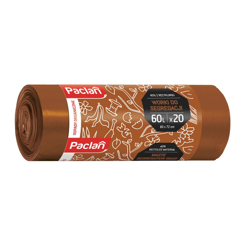 Paclan worki segregacja Bio odpady brązowe 60l 20szt Paclan worki segregacja Bio odpady brązowe 60l 20szt