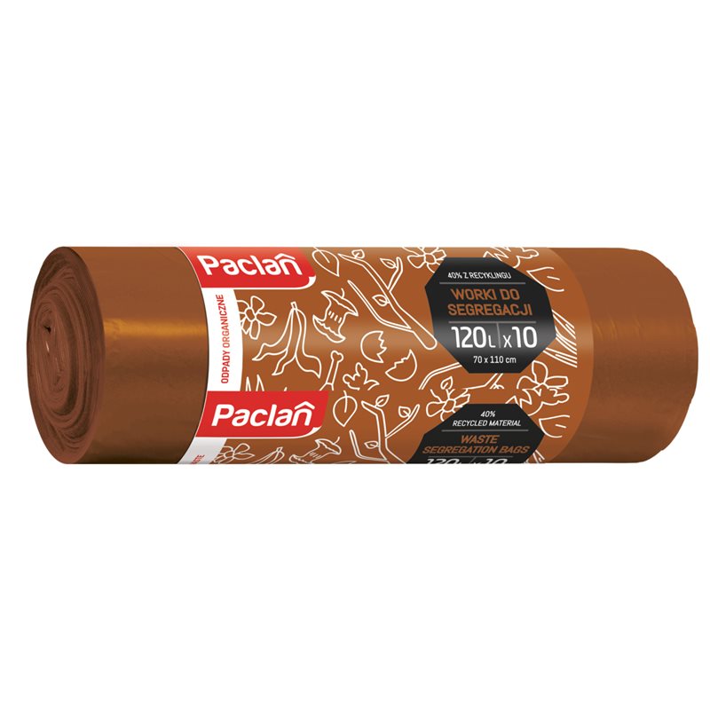 Paclan worki segregacja Bio odpady brązowe 120l 10szt Paclan worki segregacja Bio odpady brązowe 120l 10szt