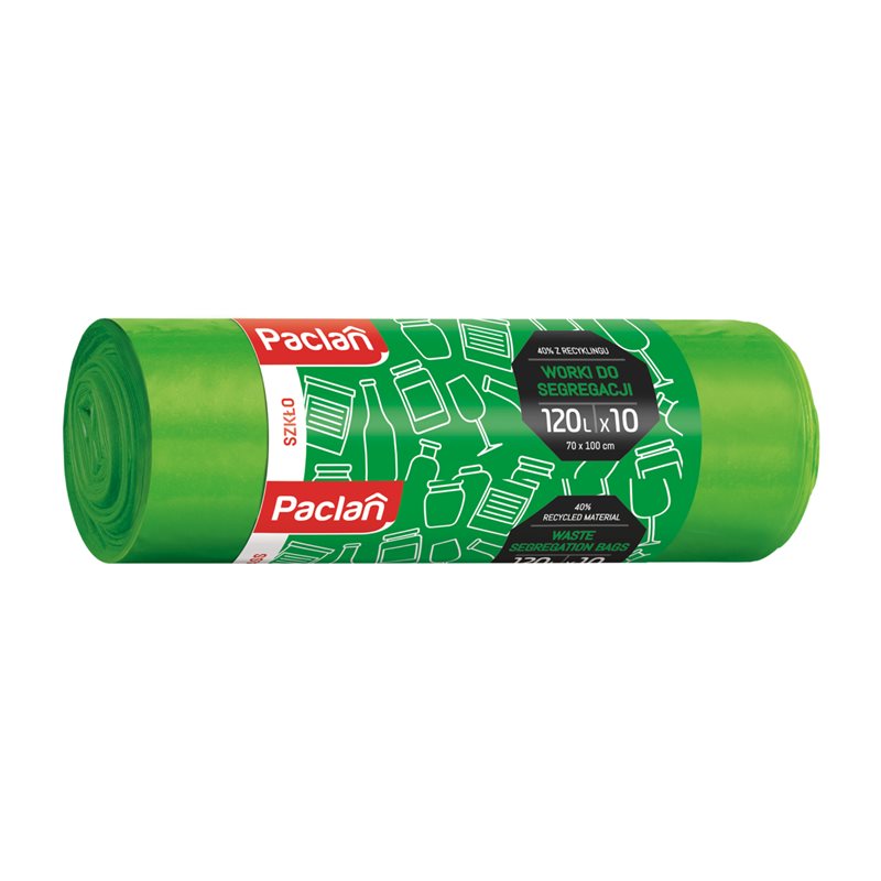 Paclan worki segregacja szkło zielone 120l 10szt Paclan worki segregacja szkło zielone 120l 10szt