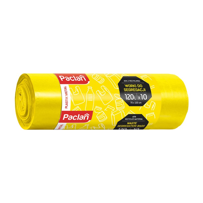 Paclan worki segregacja plastik żółte 120l 10szt Paclan worki segregacja plastik żółte 120l 10szt