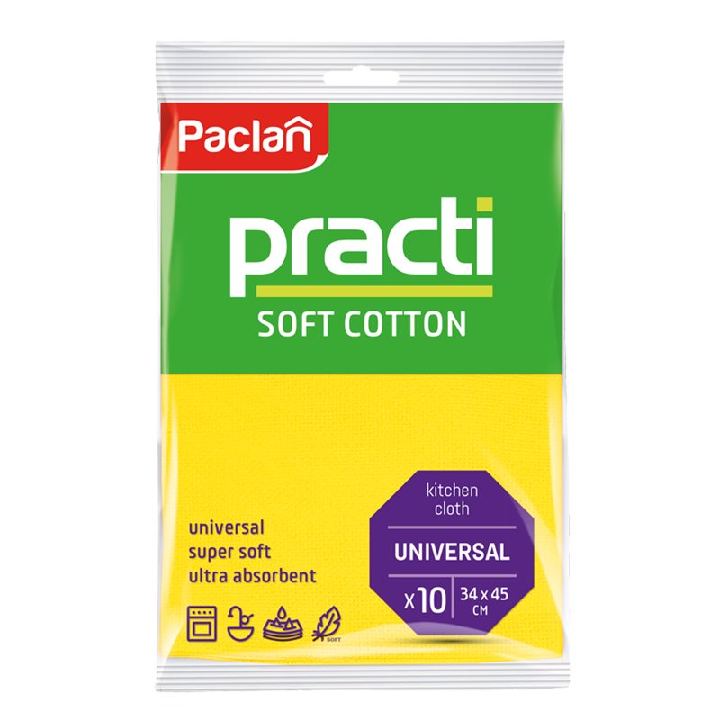 Ściereczka Paclan Practi Soft Cotton domowa - ogólnego użytku 34 x 45 cm 10 sztuk Ściereczka Paclan Practi Soft Cotton domowa - ogólnego użytku 34 x 45 cm 10 sztuk