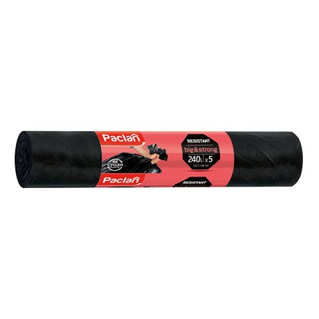Paclan worki na odpady Big&Strong czarne 240l 30my 5 szt