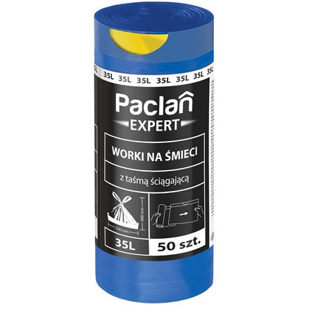 Paclan Expert Worki na śmieci z taśmą ściągającą 35 l 50 sztuk