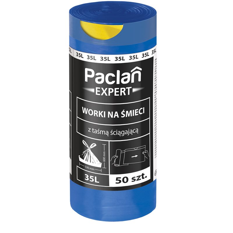 Paclan Expert Worki na śmieci z taśmą ściągającą 35 l 50 sztuk Paclan Expert Worki na śmieci z taśmą ściągającą 35 l 50 sztuk