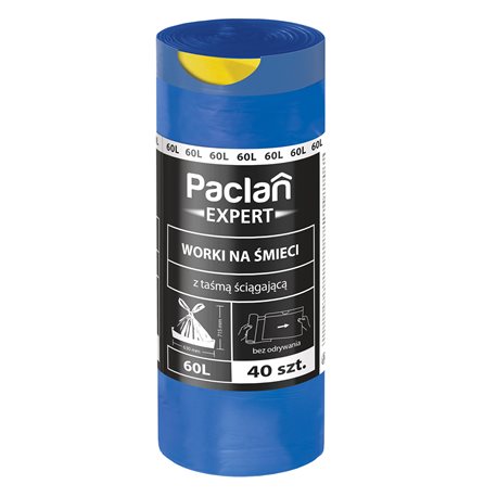 Paclan Expert Worki na śmieci z taśmą ściągającą 60 l 40 sztuk